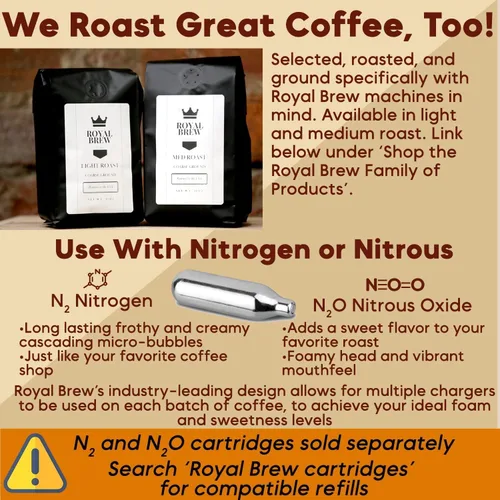 Miniatura 3 de The Original Royal Brew Nitro - Cafetera fría – Regalo para los amantes del café – Café nitro de calidad en casa – Barril casero de 64 onzas, kit