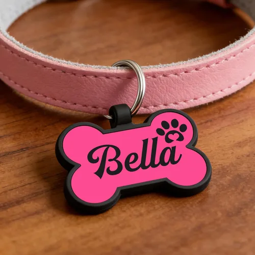 Miniatura 2 de Etiquetas para perros personalizadas para mascotas, etiqueta de silicona para perro, etiquetas de nombre para perro, etiquetas de perro Rosa