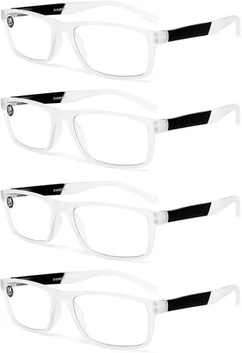 Gafas de Lectura con Bloqueo de Luz Azul Paquete de 4 Lectores de Computadora para Mujeres y Hombres, Anteojos con Filtro de Rayos UV Antirreflejos…