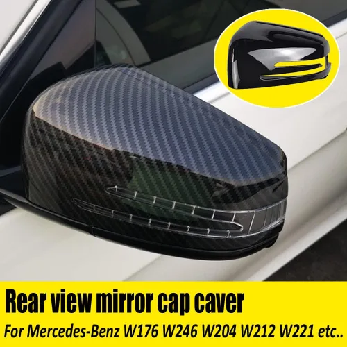 Miniatura 2 de Cubiertas de tapa de espejo lateral para Mercedes Benz W176 W246 W212 W204 C117 X156 X204 W221 C218 A B C E S CLA GLA GLK Clase Negro Reemplazar