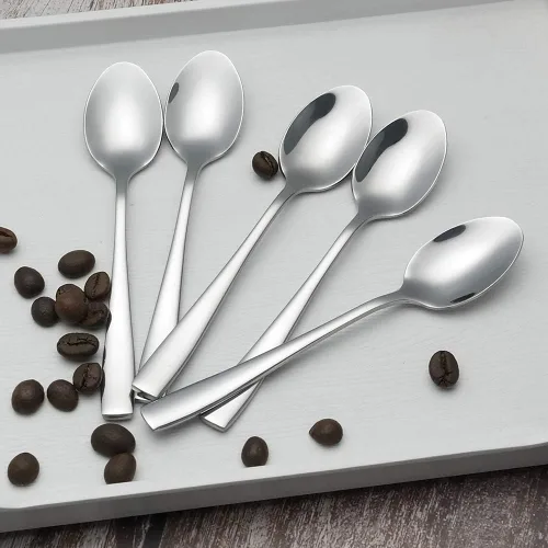 Miniatura 5 de Asking Cucharas de café Demitasse de 12 piezas, mini cuchara de café, 5.04 pulgadas Cuchara pulida espejo cubiertos, cucharas pequeñas de acero