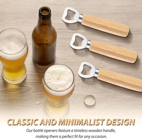 Miniatura 3 de Abrebotellas de cerveza con mango de madera para grabado de sidra, abrebotellas de vino, regalos de boda