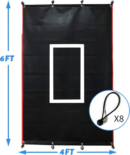 Miniatura 2 de Jaula de bateo de béisbol con objetivo de zona de ataque, red de PVC resistente de 4 x 6/6 x 8 pies para práctica de lanzamiento, entrenamiento