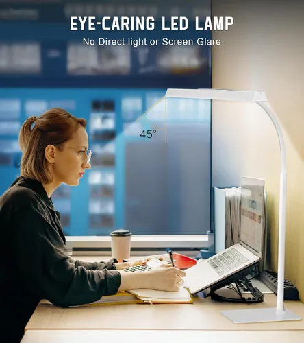 Miniatura 3 de Lámpara de escritorio LED para el hogar y la oficina con base, luz de tarea para arquitectos que cuida los ojos con cuello de ganso ajustable