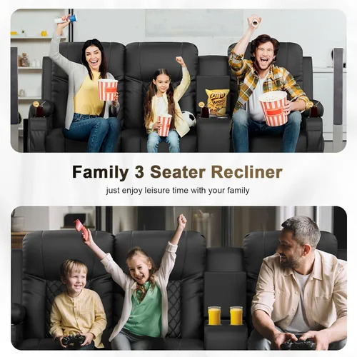 Miniatura 6 de YONISEE - Juego de sofá reclinable moderno - Sofá de 3 asientos y 1 silla reclinable giratoria con calor y masaje para sala de estar (3+1)