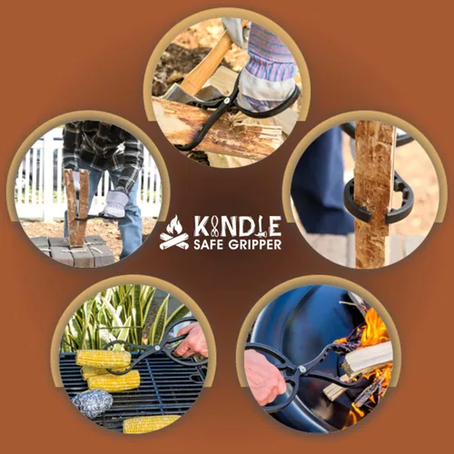 Miniatura 6 de Herramienta divisora de madera KindleSafe Gripper Soporte de madera para leña que ayuda a prevenir lesiones mientras se divide leña con escotillas
