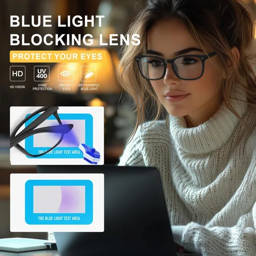 Miniatura 2 de hunsquer Gafas de luz azul para mujer/hombre, gafas de luz azul para computadora negro (806803blacktoucha)