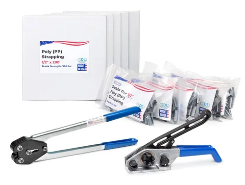 Miniatura 17 de IDL Packaging Kit de flejado industrial de polipropileno (PP) de 1/2 pulgada x 9000 pies, resistencia a la rotura de 300 libras - Solución completa