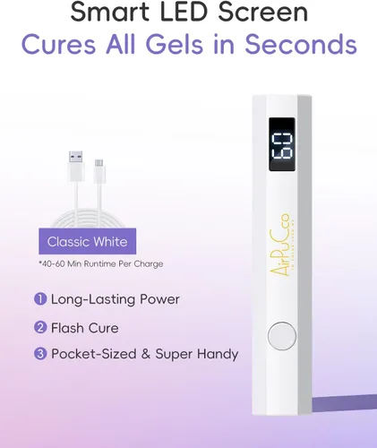 Miniatura 2 de Luz UV de mano para uñas de gel - Secador de esmalte de gel de mano inalámbrico, mini lámpara de uñas, 2 modos de temporizador y carga rápida USB-C
