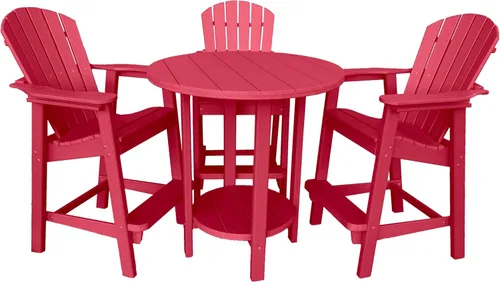 Miniatura 14 de Phat Tommy Juego de mesa y sillas de bar al aire libre - Muebles de polietileno - Material reciclado, juego de patio superior alto - Weatherwood