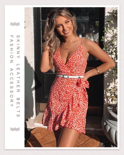 Miniatura 37 de SUOSDEY Cinturones ajustados occidentales de moda para mujer, cinturón de cuero ajustable para vestidos con hebilla vintage