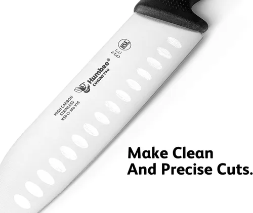 Miniatura 3 de Chef Santoku Cuchillo de cocina ultra afilado de 7 pulgadas, cuchillo de chef japonés profesional certificado NSF CP2-7 negro