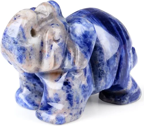 Miniatura 12 de QINJIEJIE Cristales de jade amarillo, decoración de elefante, bonitas piedras de escritorio, figurita, gemas naturales, decoración de la suerte
