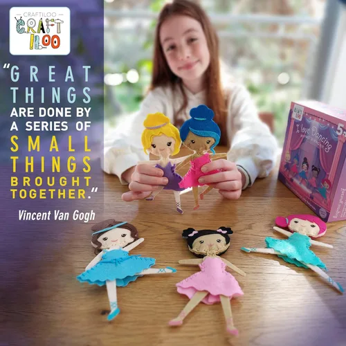 Miniatura 2 de CRAFTILOO Kit de Costura de Bailarinas Danzantes para Niños, Conjunto de Manualidades Divertido y Educativo para Niños y Niñas de 5-12 Años, Cose Tu
