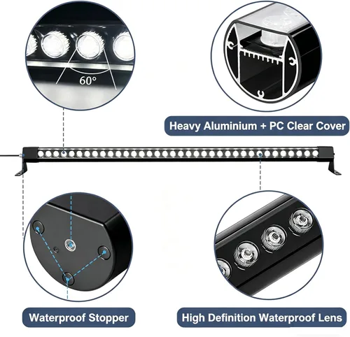 Miniatura 7 de 2 barras de luz de pared de 40 pulgadas, iluminación exterior impermeable de 72 W, luces LED blancas naturales de 4000 K, barra de luz de pared
