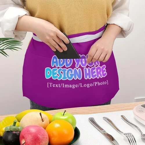 Miniatura 12 de AXKEUDO Delantal personalizado con bolsillos, delantales de cintura para camarera para cocinar en casa, restaurante, servir trabajo