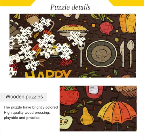 Miniatura 2 de Kigai Rompecabezas de Feliz Acción de Gracias para adultos, 500 piezas, para adultos y niños, juego de rompecabezas de descompresión ntelectual