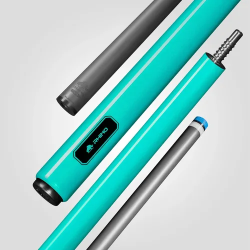 Taco de billar RHINO LUMINAX - Junta de 3/8-8 - Eje de fibra de carbono, diámetro de punta de 12,5 mm, diseño Pro Taper, empuñadura de billar