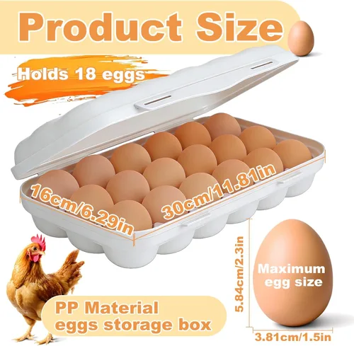 Miniatura 2 de PhantomSky Soporte para huevos al aire libre de gran capacidad, contenedor de almacenamiento de huevos frescos de plástico para refrigerador, #4-015