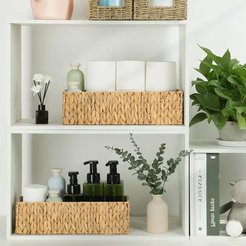 Miniatura 7 de Graciadeco Cesta de mimbre pequeña de anidación, cestas de papel higiénico de jacinto de agua, organizador de baño, cestas largas y estrechas