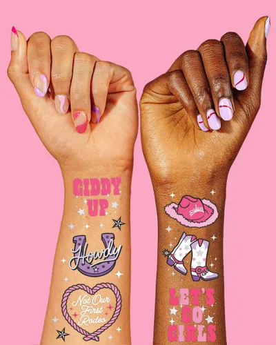 Miniatura 4 de xo, Fetti Tatuajes temporales para fiesta de cumpleaños de Rodeo, 46 estilos plateados, decoraciones de cumpleaños, accesorio de vaquera Giddy Up