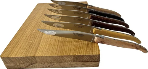 Miniatura 2 de Laguiole en Aubrac Juego de 6 cuchillos de carne de acero inoxidable mate totalmente forjados con asas de madera mixta