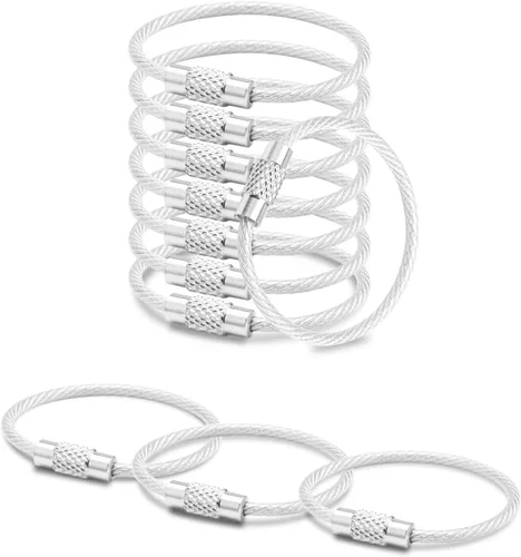 Miniatura 22 de Paquete de 100 llaveros de alambre grandes de 6 pulgadas, llavero de metal a granel para etiquetas de equipaje al aire libre (grueso: 0.079 pulgadas)