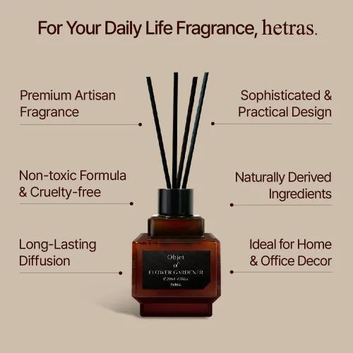 Miniatura 2 de hetras - Juego de difusor Objet (aroma de jardinero de flores), fragancia estética decorativa para el hogar, paquete de 2