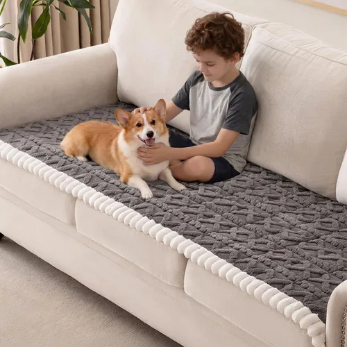 Miniatura 10 de Funda de sofá para perros, fundas de sofá lavables antideslizantes para sofá de 2 cojines, protector de sofá mullido y tapete de cama para mascotas