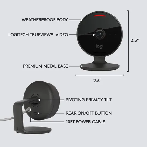 Miniatura 9 de Logitech Circle View - Cámara de seguridad para el hogar con cable resistente a la intemperie, video TrueView, gran angular de 180°, HD de 1080p
