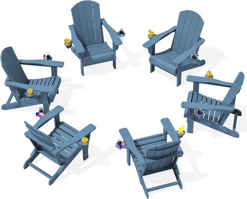 Miniatura 47 de SERWALL Silla Adirondack con portavasos – Juego de 2 sillas Adirondack compuestas para exteriores de polietileno de alta densidad para todo