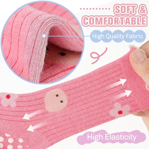Miniatura 4 de Calcetines de agarre con volantes para bebés y niñas pequeñas para niños, antideslizantes, sin deslizamiento, con volantes, lindos y divertidos
