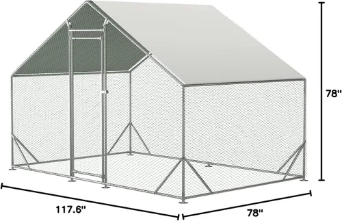 Miniatura 7 de Gallinero de metal para exteriores, extra grande, para gallineros, corren en jaula de aves de corral para patio con cubierta para pollos, conejos