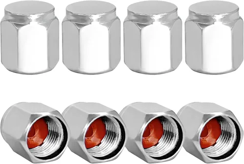 Miniatura 7 de 8 tapas de válvula de neumático con sello de goma de metal, cubierta de vástago de válvula de neumático con junta tórica de goma, tapa de aire