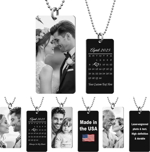 Miniatura 10 de Collar con Foto Personalizada Collar de Foto Personalizada para Hombres Mujeres Novio Aniversario Día de San Valentín Navidad Regalo para Esposo