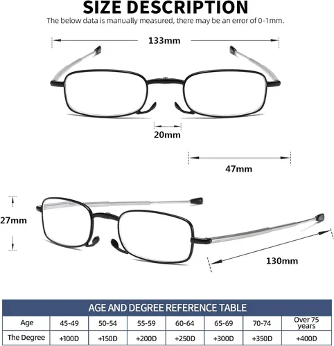 Miniatura 6 de Gafas de lectura plegables para hombres y mujeres, llavero compacto para lectores con luz azul, anteojos portátiles de bolsillo