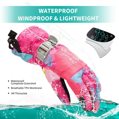 Miniatura 3 de BOSONER Guantes de esquí y snowboard, guantes cálidos impermeables de invierno, guantes de nieve para clima frío para hombres, mujeres, niños