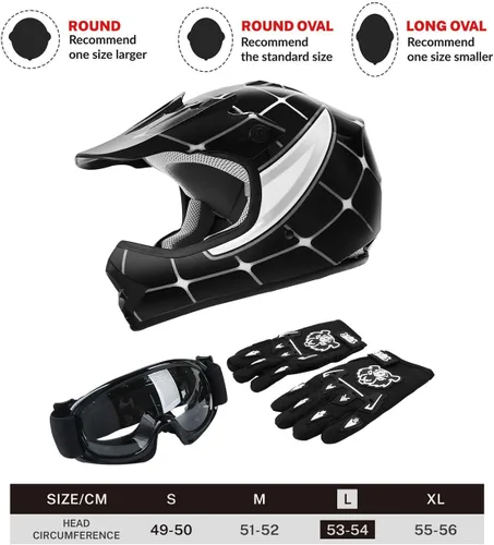 Miniatura 2 de TCT-MOTORPARTS DOT - Casco de motocross para niños y jóvenes, casco de cara completa para motocross, ATV, todoterreno, casco de cuatro ruedas, araña