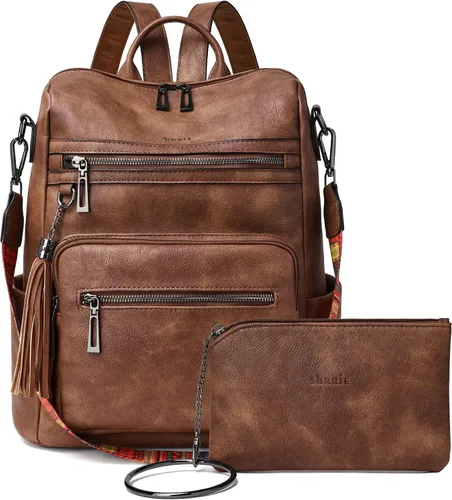 Mochila de cuero Shrrie para mujer, bolso de diseñador de moda para mujer, mochila de viaje convertible, bolso de hombro con muñequera, Mochilas de