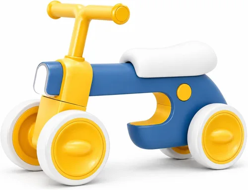 Henry & Colin Bicicleta First Balance para niños de 1 año, bicicleta de 4 ruedas con luces divertidas y música, asiento suave, juguete sin pedales,
