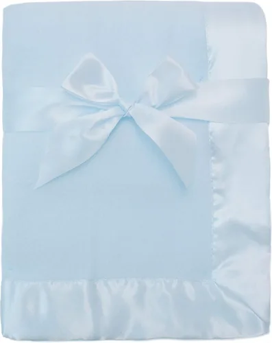 TL Care Manta de forro polar (30 x 40 pulgadas) con ribete de satén similar a la seda, suave, cálida y acogedora, azul, para niños y niñas, perfecta