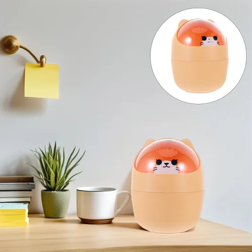 Miniatura 6 de Homoyoyo Mini cubo de basura kawaii con diseño de oso lindo, estilo nórdico, mini bote de basura con tapa para oficina, dormitorio, uso