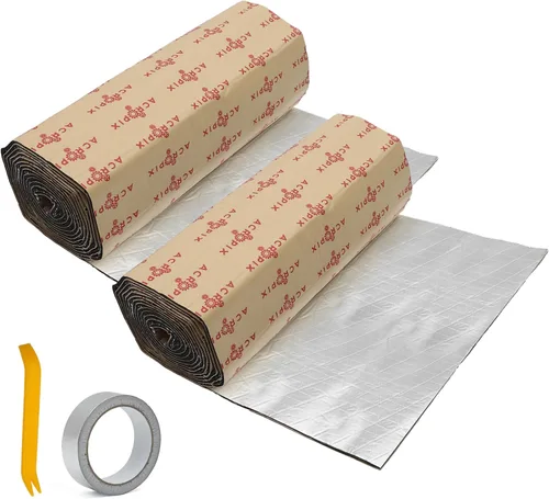 ACROPIX Kit de almohadilla de amortiguación de calor de espuma de aluminio de 157 mil 0.157 in, 36 pies cuadrados, 15.7 x 165.3 pulgadas, con cinta