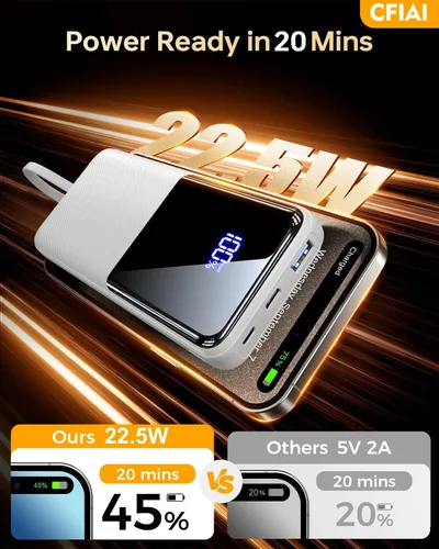 Miniatura 2 de Banco de Energía Cargador Portátil - Paquete de Batería de 15,000mAh Cargador de Teléfono Portátil con Cable Integrado 22.5W Carga Rápida Powerbank