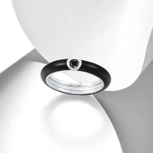 Miniatura 3 de Santuzza Anillo apilable esmaltado de plata de ley 925 con circonita cúbica, arco iris, eternidad, anillos apilables para mujer