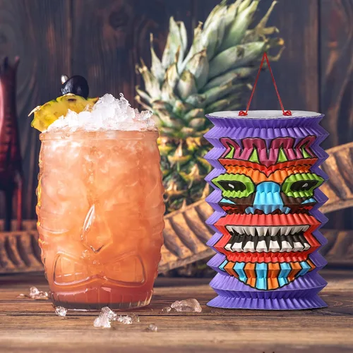 Miniatura 4 de 2 piezas de decoraciones hawaianas para fiestas de Luau de 10 pies, tiki y flores, pancartas Tiki tropicales para fiestas, decoración tropical Luau