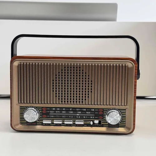 Miniatura 8 de Radio AM/FM retro con altavoz y función de reproducción de TF/USB, radio de diseño vintage con dial de sintonización grande, batería de larga