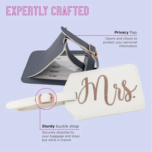 Miniatura 2 de Miamica Etiquetas de equipaje Mrs. & Mr, Gris y Blanco, Mr. & Mrs.
