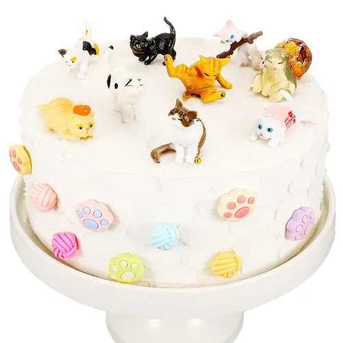 Miniatura 7 de 26 piezas de decoración de pastel de gato, figuritas lindas de pastel de cumpleaños, decoraciones de pastel de pata de gato, decoración de fiesta
