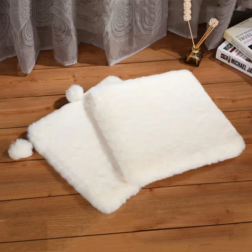 SHENGOCASE Paquete de 2 cojines de repuesto de 18" x 18" de piel sintética de conejo para caseta de gato. Almohadilla de cojín de cama para gato y